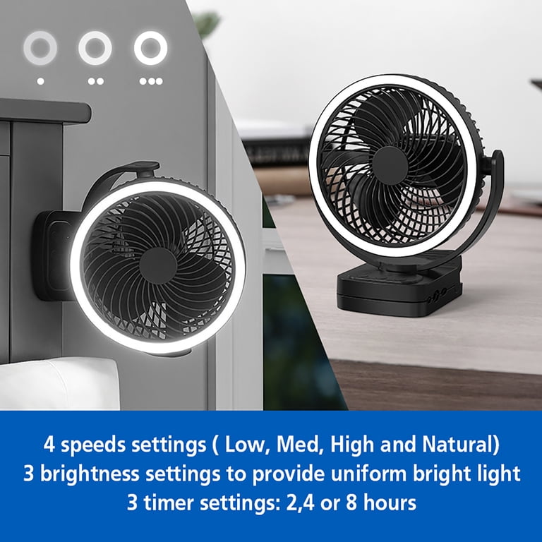 Mainstays 7 in 4-Speed USB Rechargeable Clip and Table Fan with
