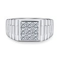 thumbnail image 2 of Bling Jewelry Mens  Square Invisible Cut CZ Side Design Engagement Ring Sterling Silver, 2 of 6