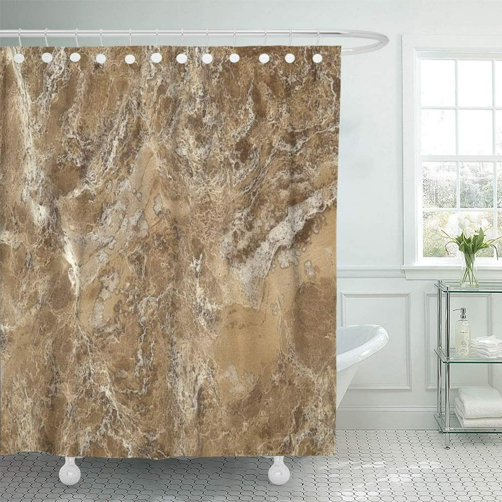 CYNLON Marble Brown Marbled Slab Granite Agate Geode Stone Bathroom Decor Bath Shower Curtain