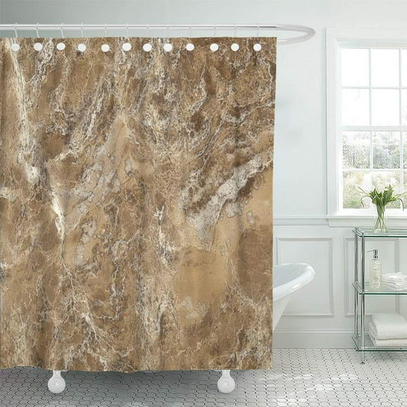 YUSDECOR Marble Brown Marbled Slab Granite Agate Geode Stone Bathroom Decor Bath Shower Curtain 60x72 inch