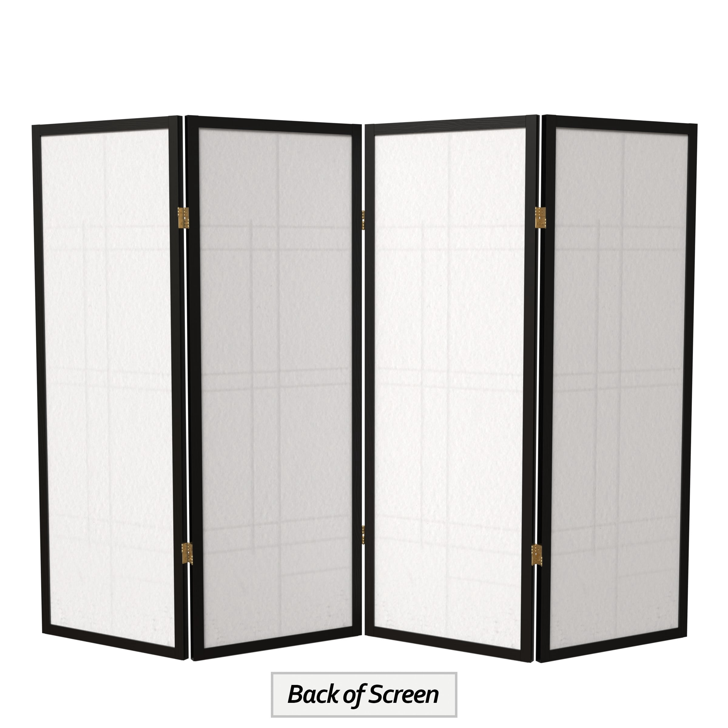 4 ft. Tall Japanese Style Eudes Lattice Folding Screen - Black - 4 Panels