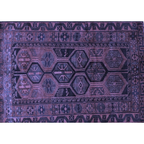 Ahgly Company Indoor Rectangle Persian Blue Traditional Area Rugs, 5' x 7'