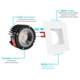 thumbnail image 2 of Luxrite 4 inch Square LED Recessed Light J-Box 15W 5 Color Selectable Dimmable Wet Rated IC Rated Smooth Trim 4-Pack, 2 of 8