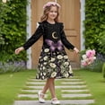 thumbnail image 3 of FKELYI Floral Butterfly Moon Print Ruffle Twirly Dress for Girl Long Sleeve Crew Neck Casual Dress for Party Holiday Spring Fall Playwear for 3-14 Y Girls, 11-12 Y, 3 of 6
