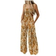 thumbnail image 2 of Onepieces Jumpsuit Clearance, Women's and Women's Plus Floral Jumpsuit with Pocket, Sleeveless Jumpsuit Fit Size XXL,Yellow, 2 of 6