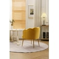 thumbnail image 4 of Velvet Accent Chair for Living Room, Vanity Chair for Makeup Room with Gold Metal Legs, Modern Upholstered Leisure Armchair with Shell Shape Back for Living Room Bedroom (Yellow), 4 of 7