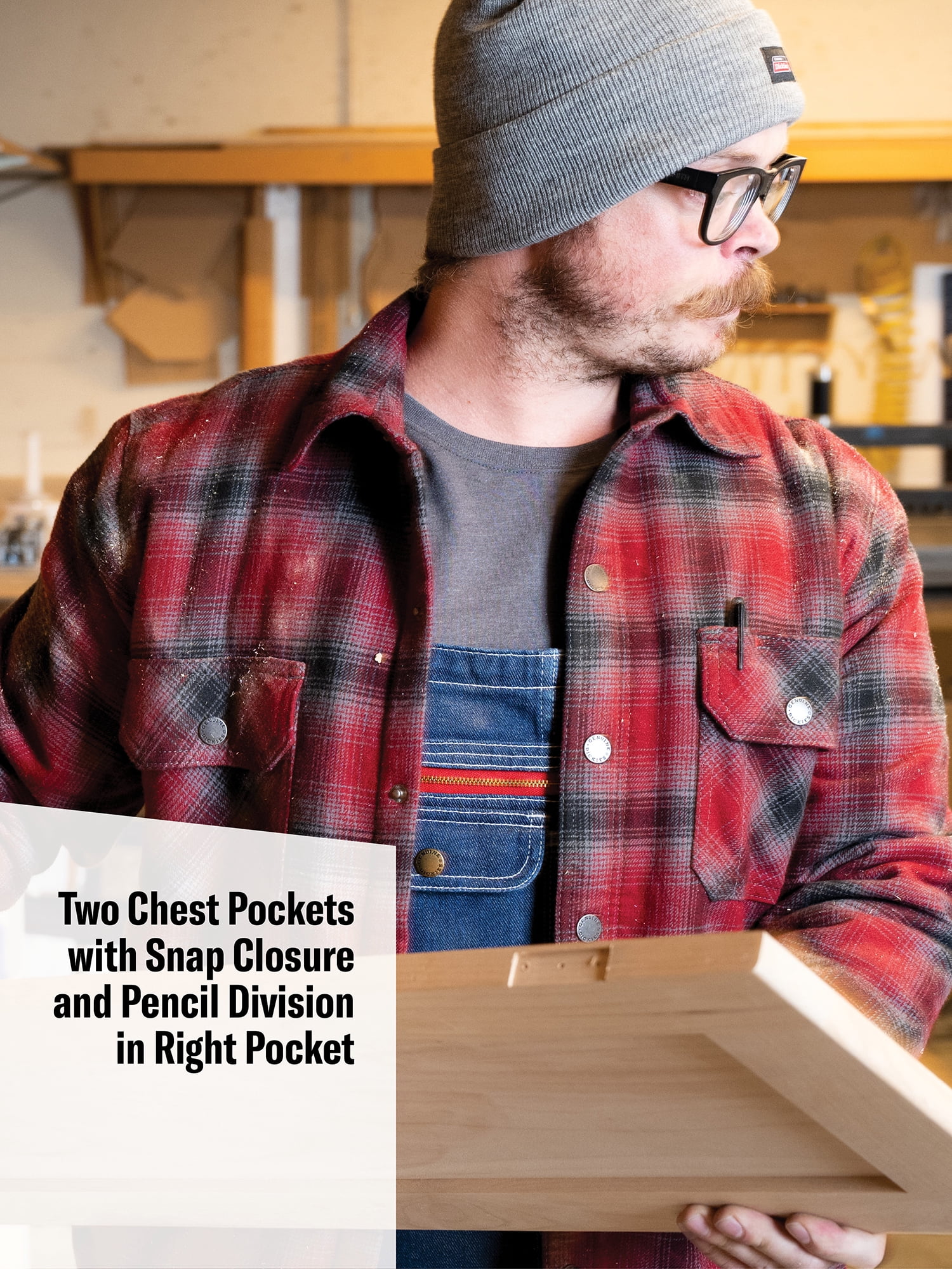 Genuine Dickies Men's HeavyWeight Flannel Shirt Jacket with Berber Sherpa Lining