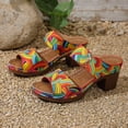 thumbnail image 5 of Modisza Women Low Heels Sandals with Flower Print Open Toe Slip on Slides Chunky Block Heel Dress Slide Shoes for Summer Size 8.5 Pink, 5 of 7