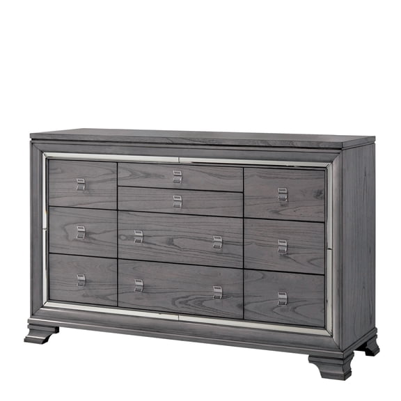 Furniture of America Hariston Modern 10-Drawer Dresser, Gray