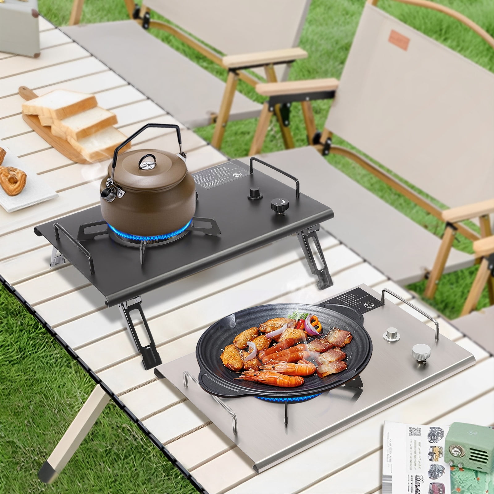 Wildnix Portable Propane Gas Stove, Stainless Steel with Electronic Ignition, 2.7KW Heat Output, Compact & Lightweight for Outdoor Cooking