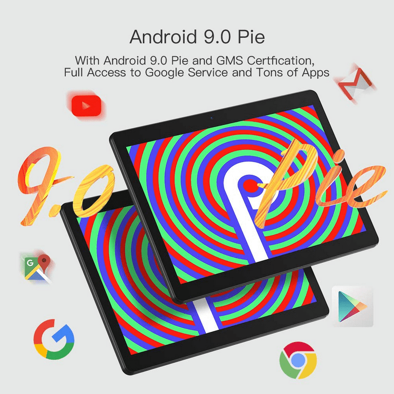 Tablette Android WiFi 10 pouces, Android 9.0 Pie, Certifié GMS