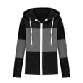 thumbnail image 5 of BUIGTTKLOP Womens Sweaters Hooded Sweatshirt Basic Zip-Up Hoodies Jacket Color Block Long Sleeve Top with Pockets, 5 of 8