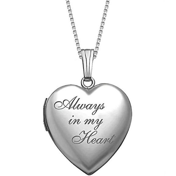 Picturesongold.Com Always in My Heart Stainless Steel Heart Locket Adult - 3/4 inch -18 in Chain