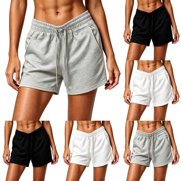 Women's Polyester Running Shorts for Fitness Casual Wear, Elastic Waist with Comfortable Stretchy Fabric, Quick Dry Breathable Activewear, Athletic Gym Jogging Outdoor Work,