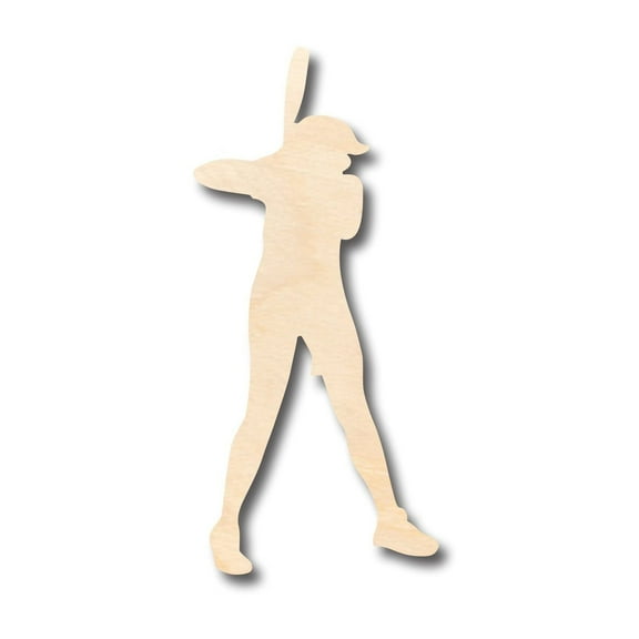 Unfinished Wood Softball Batter Shape - Craft - up to 46" DIY 5" / 1/2"
