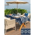 thumbnail image 5 of Outdoor Tablecloths with Umbrella Hole & Zipper, Navy Blue 60 x102 Inch Rectangle Tablecloths, Vintage Tribal Abstract Geometric Tie Dye Art Waterproof Table Cloth, Patio/Pool/Picnic Table Covers, 5 of 8