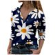 thumbnail image 1 of Camiseta holgada estampada a la moda para mujer, blusa de manga larga, Tops informales con solapa Pompotops  FGAJ21478, 1 of 5