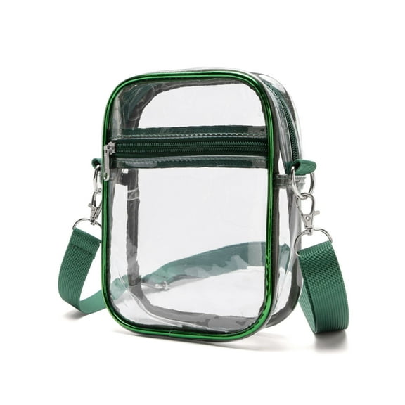Clear Crossbody Bag Stadium Approved See Through Purse Handbag,Small See Through Purse Handbag with Adjustable Shoulder Strap for Sports(green)