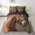 thumbnail image 2 of Manfei Brown Horse 7 Pieces Bedding Comforter Set,Farm Animal Full Bedding Set,Rustic Farmhouse Lodge Fitted Sheet Flat Sheet For Teens,Super Cozy Room Decor Reversible, 2 of 8