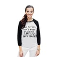 thumbnail image 2 of Thread Tank Real Heroes Teach Unisex 3/4 Sleeves Baseball Raglan White Black Small, 2 of 4