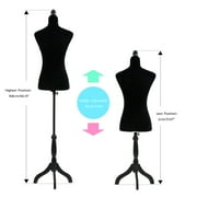 Angle View: Ktaxon Fiberglass Female Sewing Mannequin Torso Dress Form Display W/ Black Tripod Stand Designer Black