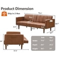 thumbnail image 3 of Garvee 75" Futon Sofa Bed Mid-Century Futon Couch, PU Leathe Convertible Sleeper Couch with Adjustable Backrest, Loveseat and Side Pockets for Living Room & Bedroom, Brown (Brown), 3 of 8