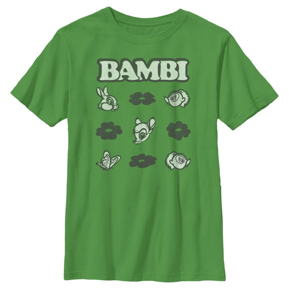 Boy's Bambi Friends Square Graphic Tee Kelly Green Large