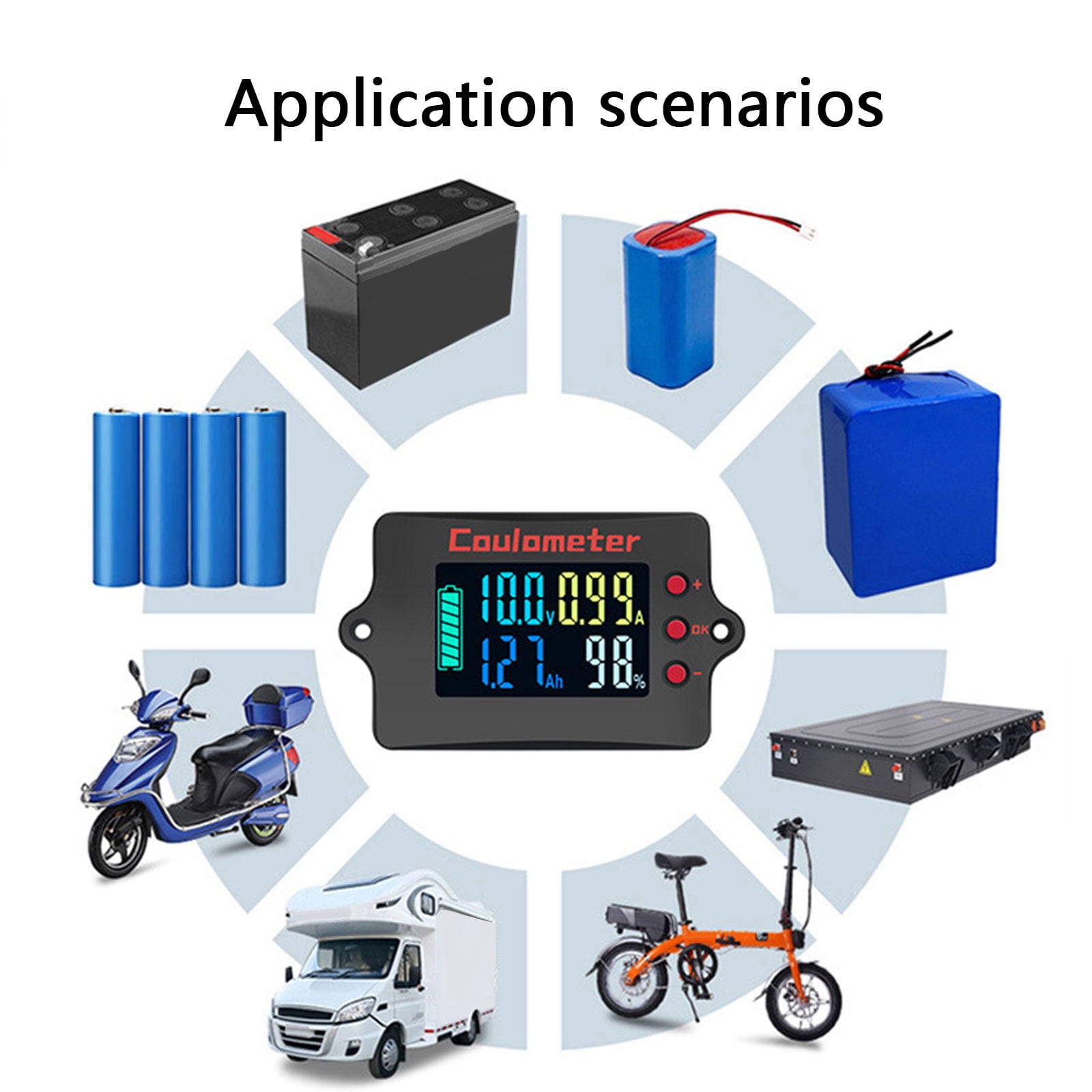 Coulomb Counter Meter Battery Monitors Battery Capacity Tester Indicators Coulometer Digital Voltmeter Ammeter