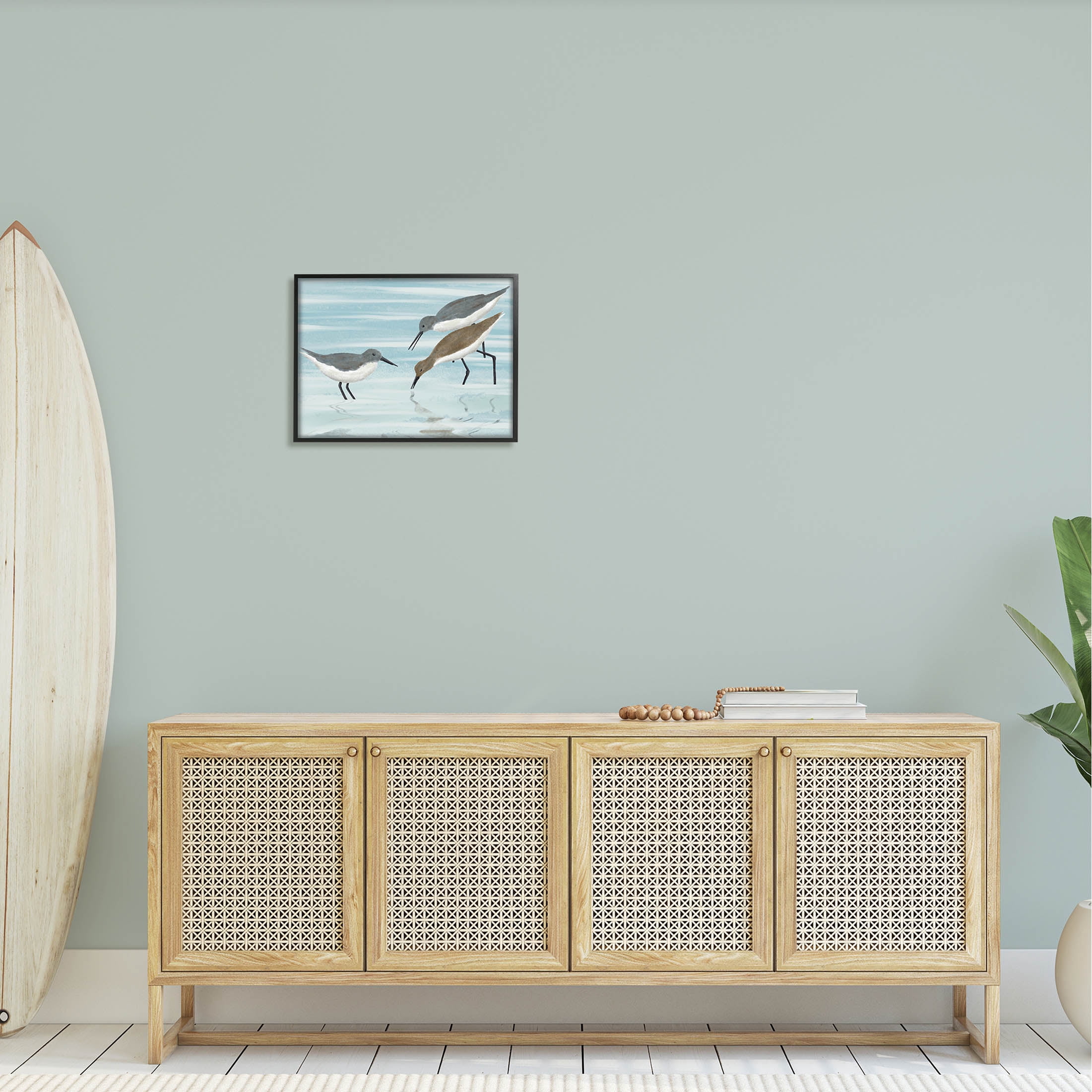 Stupell Industries Sandpipers Grazing Shallow Beach Water Graphic Art Black Framed Art Print Wall Art, Design by Marcus Prime