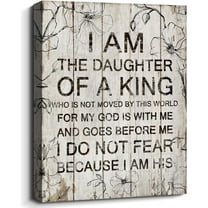 Retro Religious Wall Decor Inspirational Quote Bible Verse Wall Art I am the Daughter of A King Christian Scripture Print Artwork for Bedroom Girls Room Meaningful Daughter Gifts 12x16inch