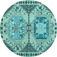 thumbnail image 1 of Ahgly Company Indoor Round Abstract Light Blue Modern Area Rugs, 5' Round, 1 of 4