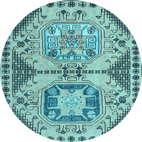 Ahgly Company Indoor Round Abstract Light Blue Modern Area Rugs, 5' Round