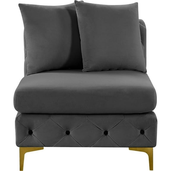 Maklaine Modern / Contemporary Grey Finish Velvet Armless Chair