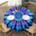 thumbnail image 3 of Blue Purple Tie Dye Pattern Round Tablecloth 60"x60",Wrinkle Wipeable Table Cloth for Kitchen Dining Room Picnic Patio Party, 3 of 6