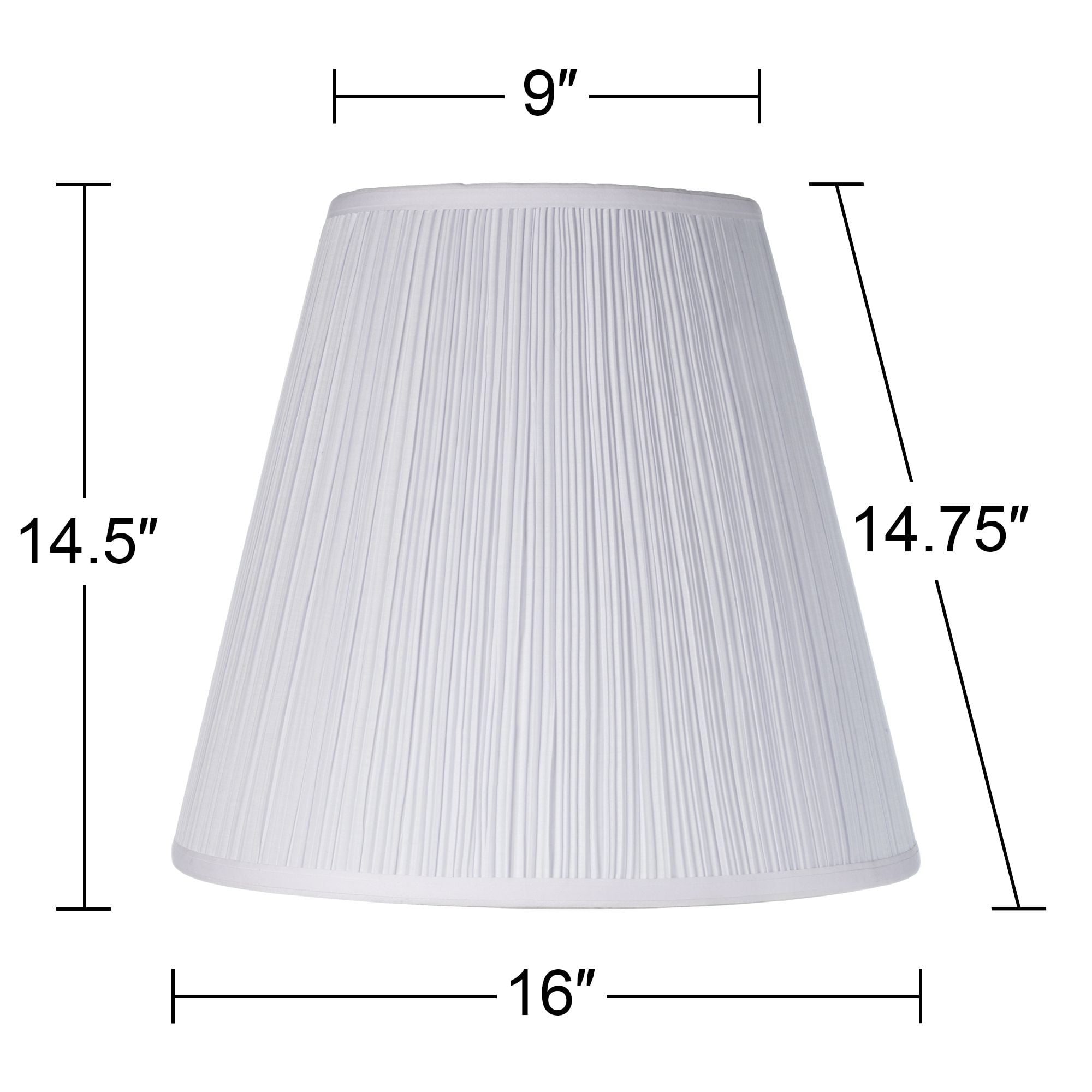 Springcrest 9" Top x 16" Bottom x 14 1/2" High x 14 3/4" Slant Lamp Shade Replacement Set of 2 Mushroom Pleated Spider Harp Finial