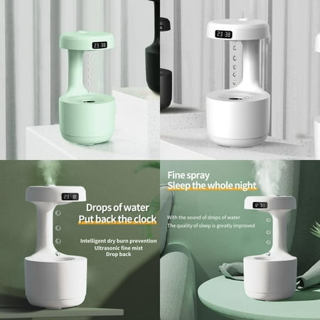 

DJNRUI Relaxing Anti-gravity Water Droplet Air Humidifier with 800ml Capacity Essential Oil Diffuser Night Light Weightless Sprayer Decorations and Desk Lamps - Create a Serene Atmos