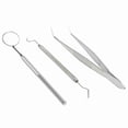 thumbnail image 2 of Juego de 3 herramientas dentales de acero inoxidable, espejo bucal, pinzas, kit de higiene y limpieza dental., 2 of 14