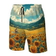 thumbnail image 4 of Logiee Field Style Bicycle Young Sunflower Print Mens Swim Trunks Quick Dry Board Shorts,Breathable Hawaii Beach Shorts Swimwear Bathing Suits-Small, 4 of 6