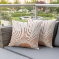 thumbnail image 3 of 2 Pack Outdoor Waterproof Throw Pillow Covers,Boho Sun Arch Orange Stripe Decorative Square Pillow Case Patio Pillowcases for Chair Couch Sofa 16x16in, 3 of 9