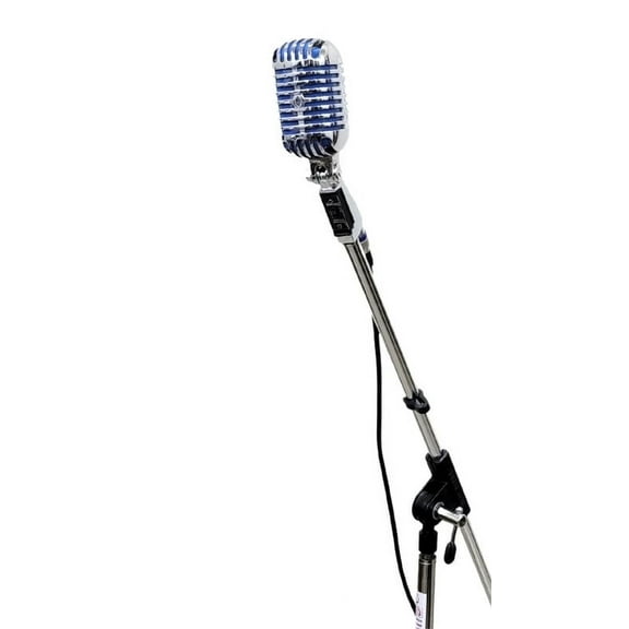 House of Antique Retro Classic Dynamic Metal Mesh Microphone with Adjustable Stand – Vintage Style