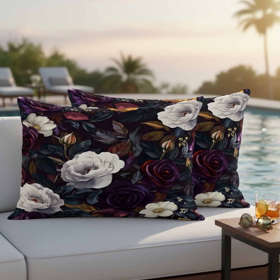 Garden Floral Outdoor Pillow Covers 20x12 Inch Lumbar Pillow Covers Set of 2 Waterproof Decorative Throw Pillow Cases Blossom Botanical Wildflower Cushion Covers for Patio Furniture Garden Couch Sofa