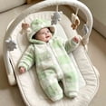 thumbnail image 6 of Enjoytime Newborn Baby Girl Romper Plaid Long Sleeve Baby Boy Onesies Outfit Warm Fleece Hooded Jumpsuit Soft Fall Winter Clothes, 6 of 7