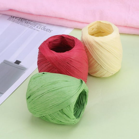 HEMOTON Natural Raffia Straw Rope for Decoration Craft Projects Gift Packaging Assorted Color 20M