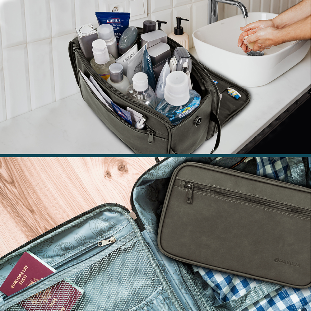 PAVILIA Toiletry Bag for Men, Travel Essentials Shaving Dopp Kit, Mens ...