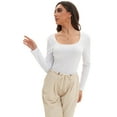 thumbnail image 3 of Womens Long Sleeve Scoop Neck Ribbed Knit Fitted Casual Tops Tee Slim Basic Shirts, 3 of 6