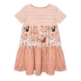 thumbnail image 4 of Millie Loves Lily Girls Coral Pretty Kitty Printed Tiered Short Sleeve Dress Size (3T-12), 4 of 4