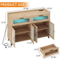 thumbnail image 2 of Danolapsi Sideboard Buffet Cabinet, 4 Rattan Doors 2 Drawers Accent Storage Cabinet, Console Table Coffee Bar w/Power Outlet & LED Light, Adjustable Shelves for Dining Living Room, Hallway, 2 of 9