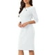 thumbnail image 4 of Vestido vintage de estilo CHIC para mujer, con mangas 3/4, vestido ajustado para el trabajo, color blanco, 4 of 6