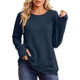 thumbnail image 6 of THNCYX Womens Crew Neck Long Sleeve Sweatshirt with Thumb Holes Solid Color Soft Casual Pullover Top for Everyday Comfort Wear S-2XL, 6 of 6