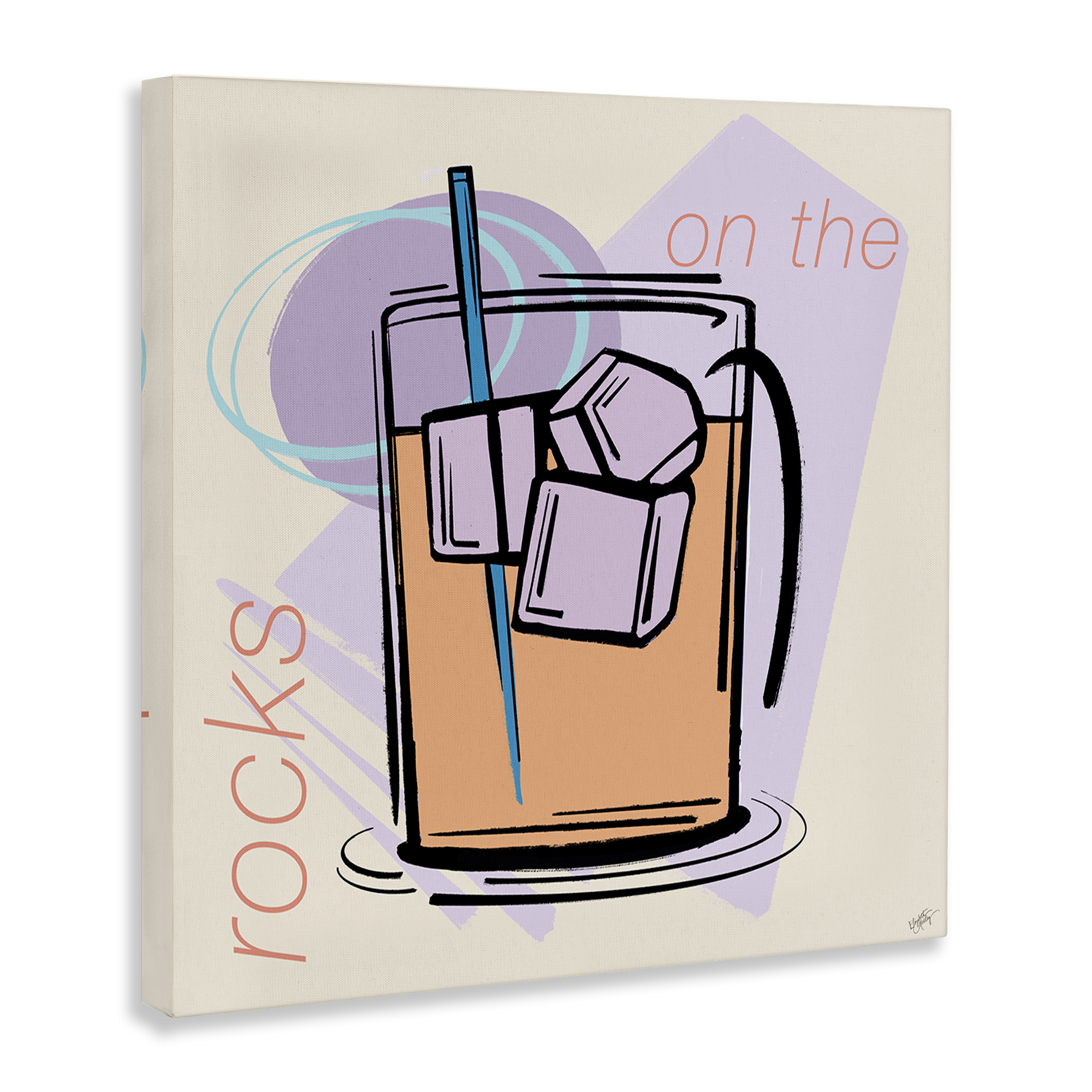 Stupell Industries On The Rocks Drink Food & Beverage Painting Wrapped Canvas Art Print Wall Art, 24 x 24